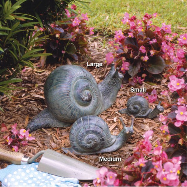 Land Snails Cast Bronze Garden Statues High End Set of Three Sculptures